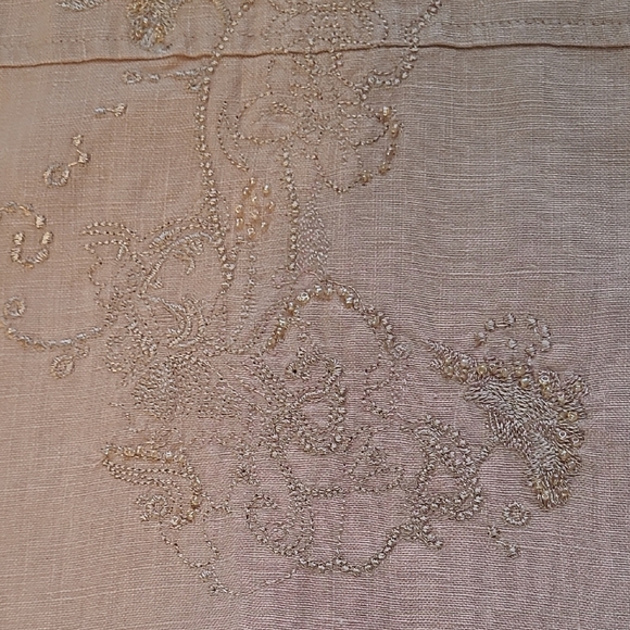 SZ6 100% Linen 3pc Skirt Set Olsen Embroidery Beaded Belted - Picture 6 of 17